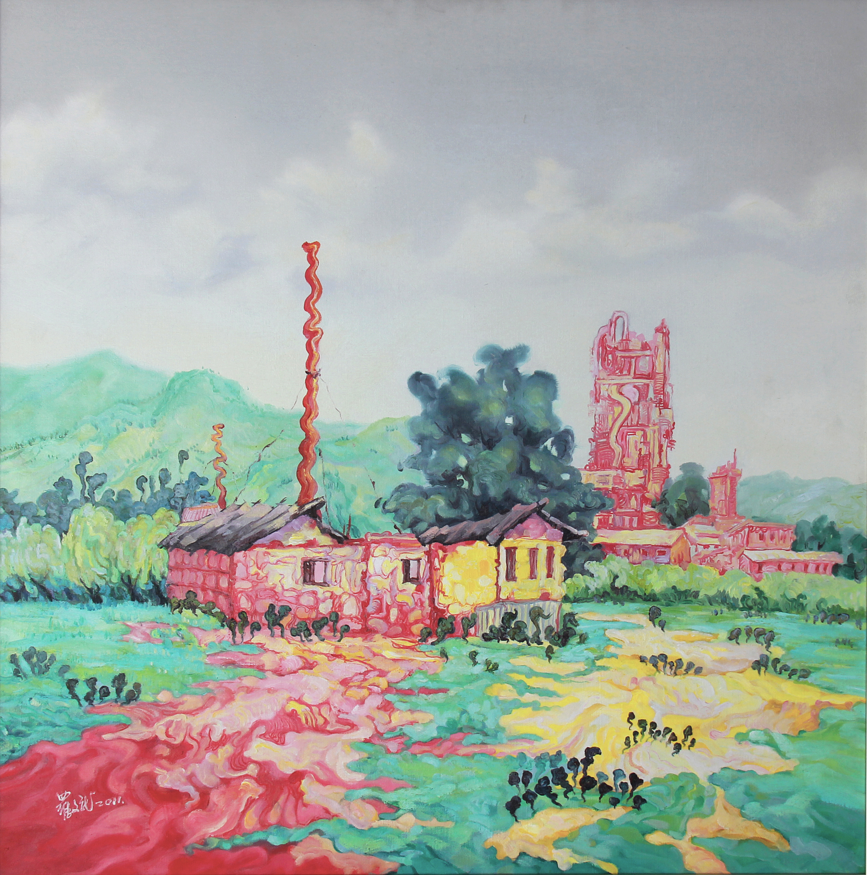 1田园新貌 80cm x80cm 布面油画 2010年.JPG